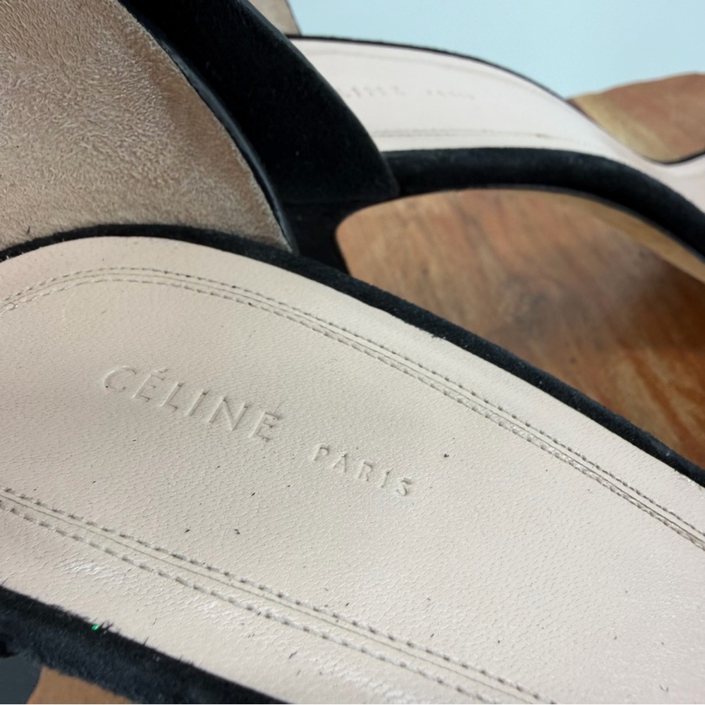 Celine Paris Black Suede Leather Sandal Ankle Strap Heels - EU 38.5 - Picture 3 of 9